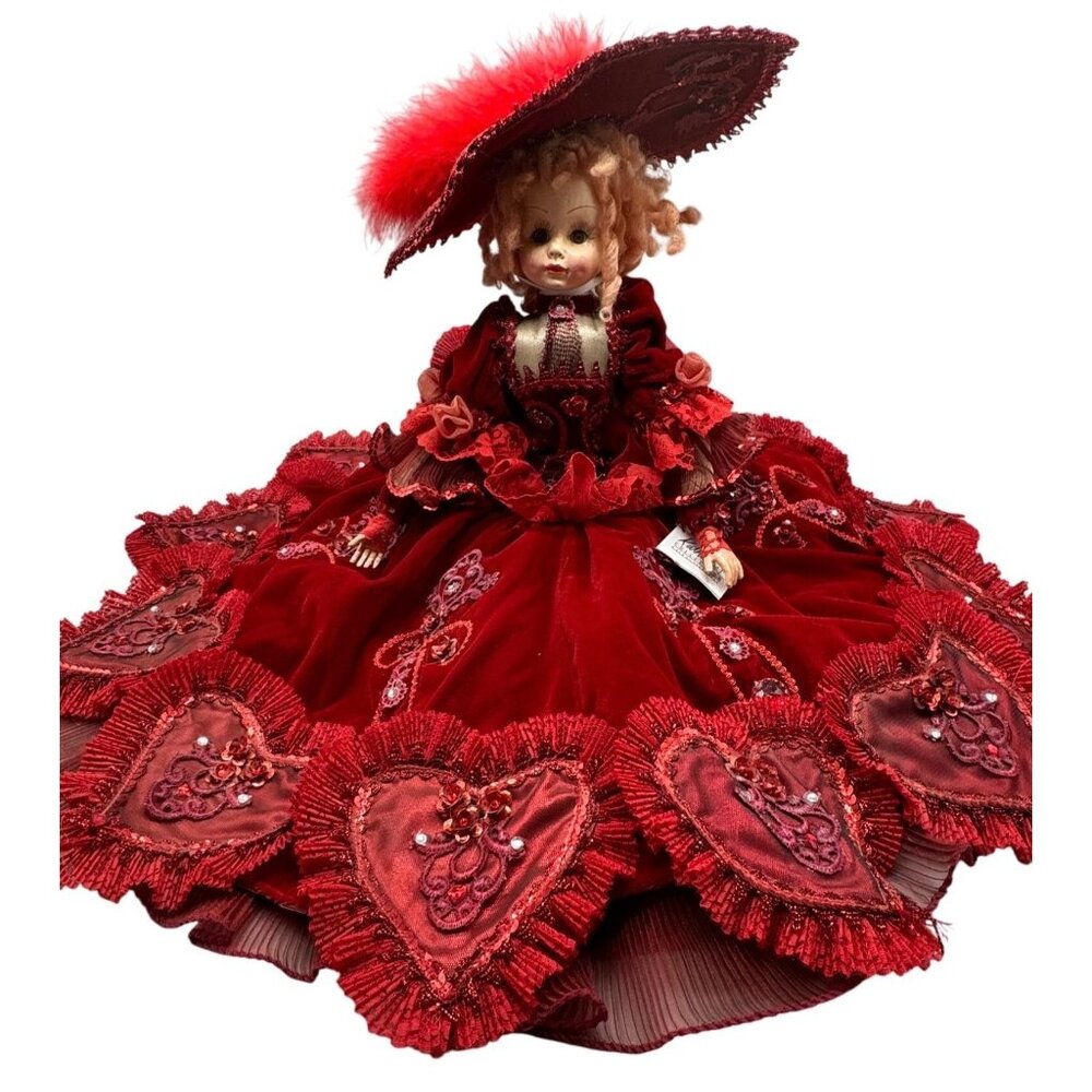 Katherines Collection Red Victorian-Style Porcelain Doll Dress Decorative READ
